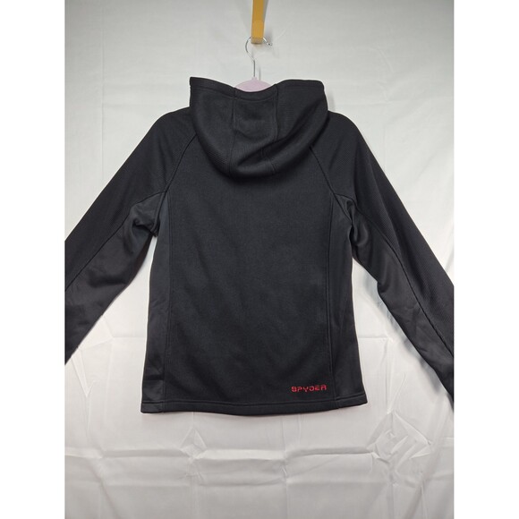 Spyder Full Zip Thermal Waffle Knit Fleece Lined Black Hooded Jacket Mens Small - Picture 7 of 12